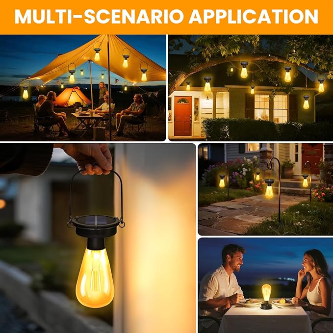 4 Pack Replacement Solar Light Tops,3.23in Solar Hanging Lantern Replacement Parts Outdoor Light Bulbs ,Small Waterproof Lantern for Outside Garden Patio Decor,DIY Gifts