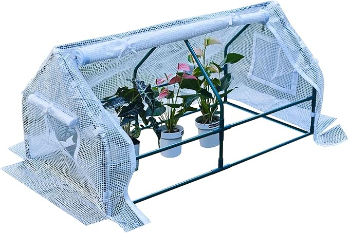 47.2" L × 23.6" W × 23.6" H Mini Greenhouse for Indoor Outdoor,Portable Mini Greenhouse, Heavy-Duty PE Plant Cover Tent , Tabletop Greenhouse for Small Plants, Seedling Humidity Dome White