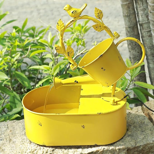 Metal Solar Water Fountain with Backup Battery,Solar Powered Water Fountain Outdoor,Solar Fountain Bird Bath for Garden, Patio & Yard Decor,Working at Night for at Least 6 Hours