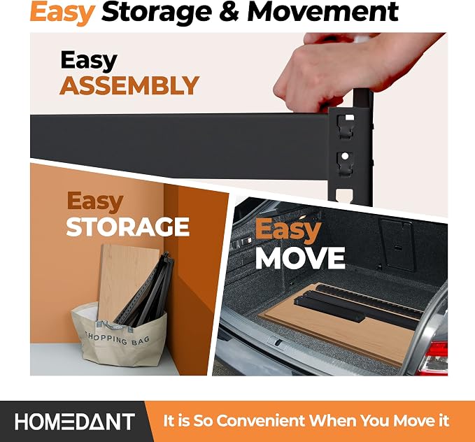 HOMEDANT Black 35.9" W 5 Tier Storage Shelves Garage Shelving Unit Metal