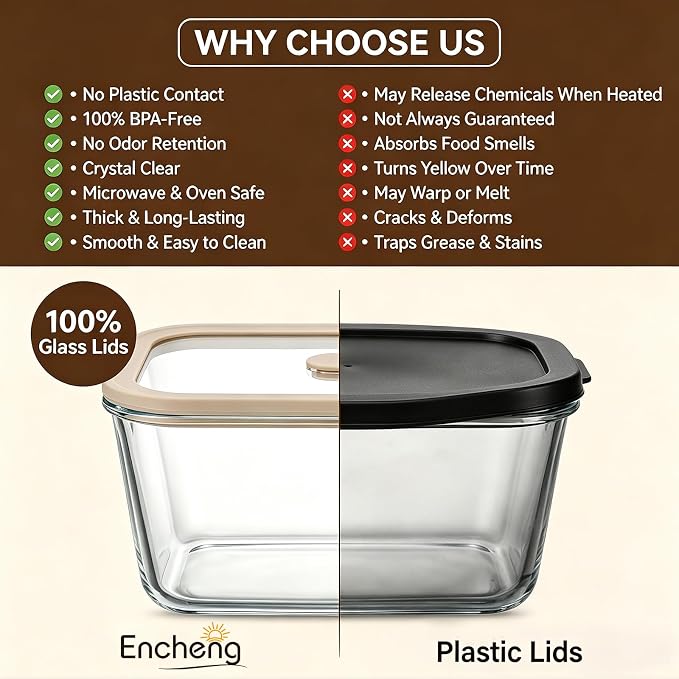 2 Pack 82oz Large Glass Food Storage Containers with Lids