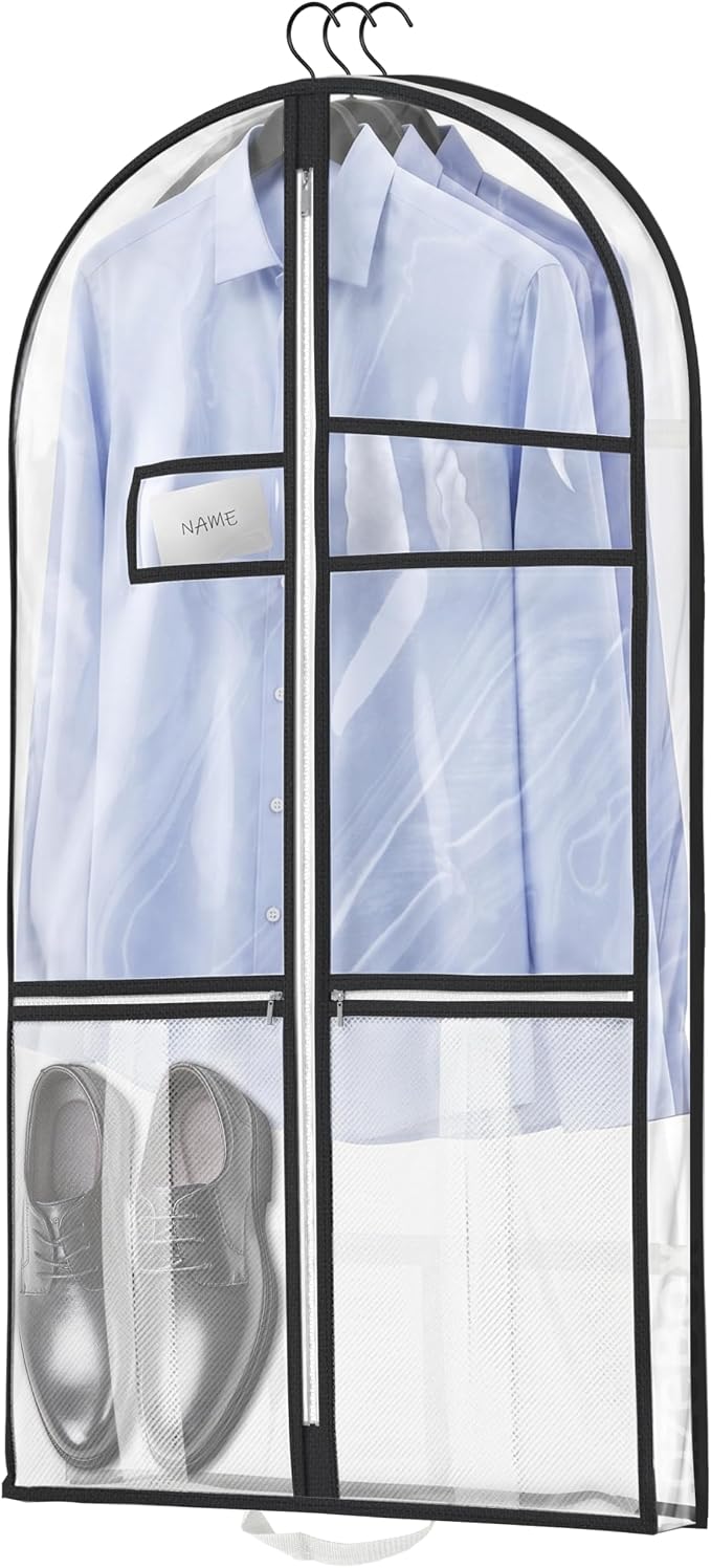 Lazebox 43" Travel Garment Bag with Accessories Zipper Pocket, Heavy Duty Suit Bag for Suits, Tuxedos, Dresses, Coats