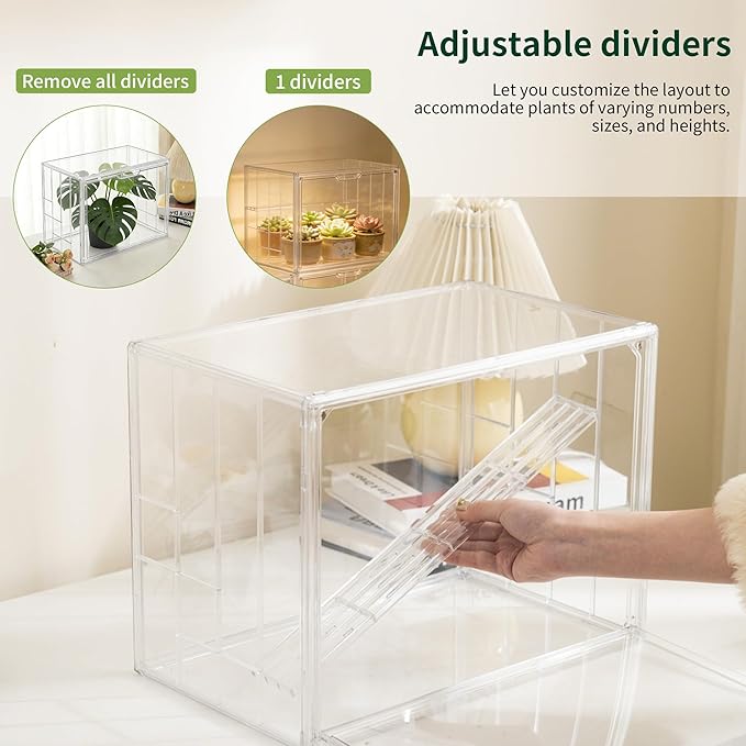 Clear Mini Greenhouse Indoor, 2 Pack Small Portable Tabletop Green House with Magnetic Door for Seed Starting, Plant Grow Warmer and Home Gardening Display