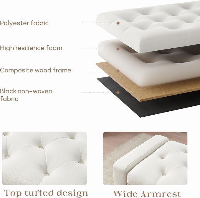 Zihanhome Ottoman with Storage, 48.8" Fabric Storage Ottoman Bench