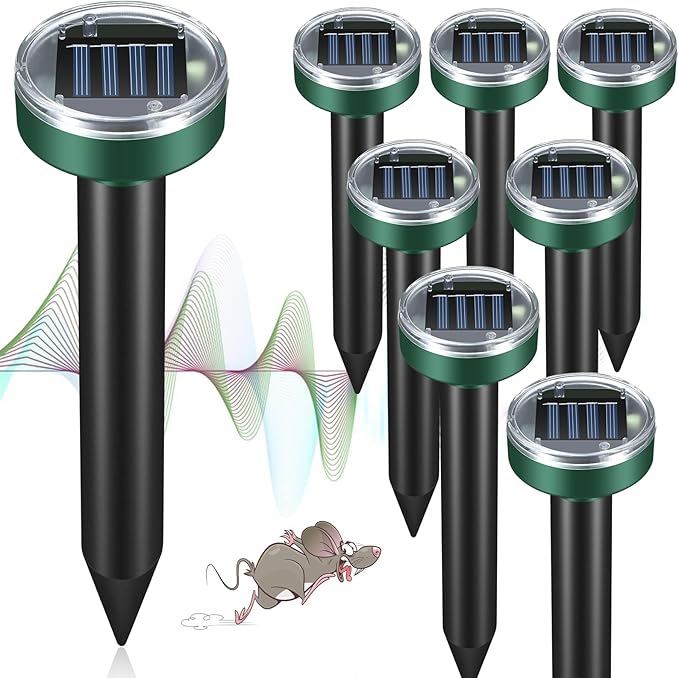 Mole Repellent for Lawns - Ultrasonic Gopher Repellent Solar Powered for Garden,Yard - Waterproof Sonic Mole Spike for Snake,Chipmunk,Outdoor Pest Control Vole Deterrent
