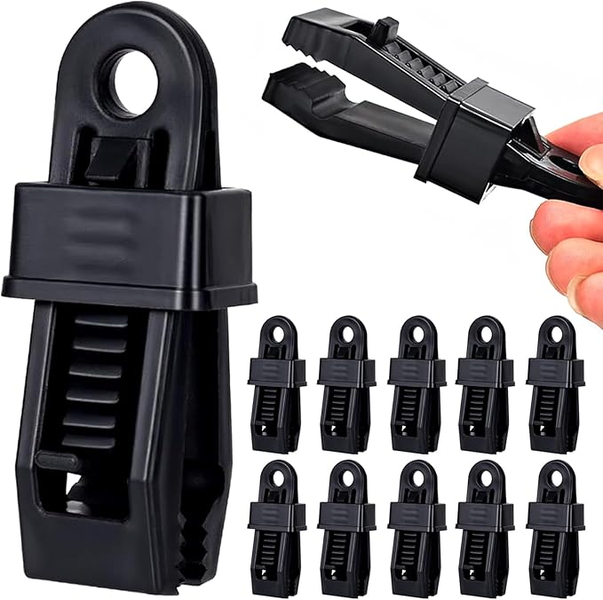 Heavy Duty Lock Grip Tarp Clips - 30 Pcs, Multipurpose Fix Clamp for Awnings, Camping Tent, Caravan Canopies & Shade Cloth (Black)