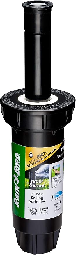 Rain Bird 1803DSFPRS Pressure Regulating (PRS) Professional Dual Spray Pop-Up Sprinkler, 360° Full Circle Pattern, 8' - 15' Spray Distance, 3" Pop-up Height
