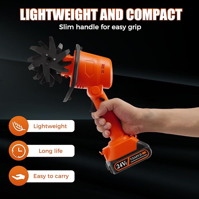 21V Cordless Tiller Cultivator, 235RPM Electric Garden Tiller with 1.5Ah Battery & Charger, 3.94-Inch Tilling Width & Depth Handheld Cultivator for Soil Loosening, Weeding, and Home Gardening