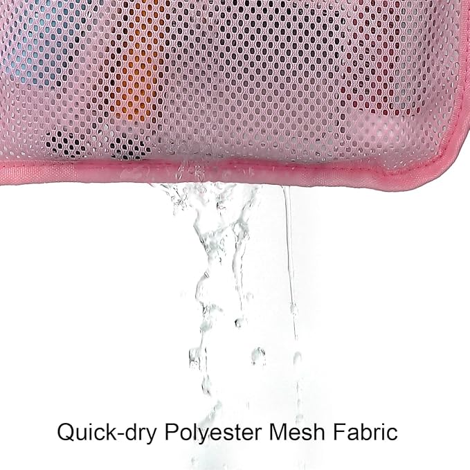 GYEUKHAM Mesh Shower Caddy Hanging Organizer with 7 Pockets and Hooks, Portable Quick Dry Bathroom Storage for College Dorm, Cruise, RV, Gym, Travel Toiletry Bag, Pink, 2 Pack