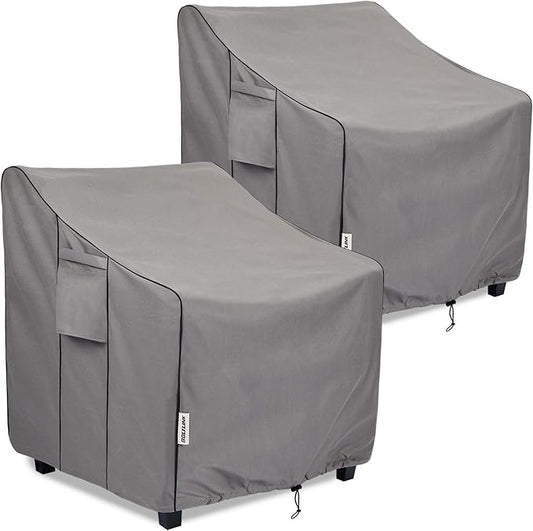 Outdoor Chair Covers Waterproof 2 Pack, Heavy Duty 600D Oxford Fabric with UV Protection, Adjustable Straps & Air Vents, Fits 35"W x 38"D x 31"H Inches Patio Armchairs, Garden Furniture