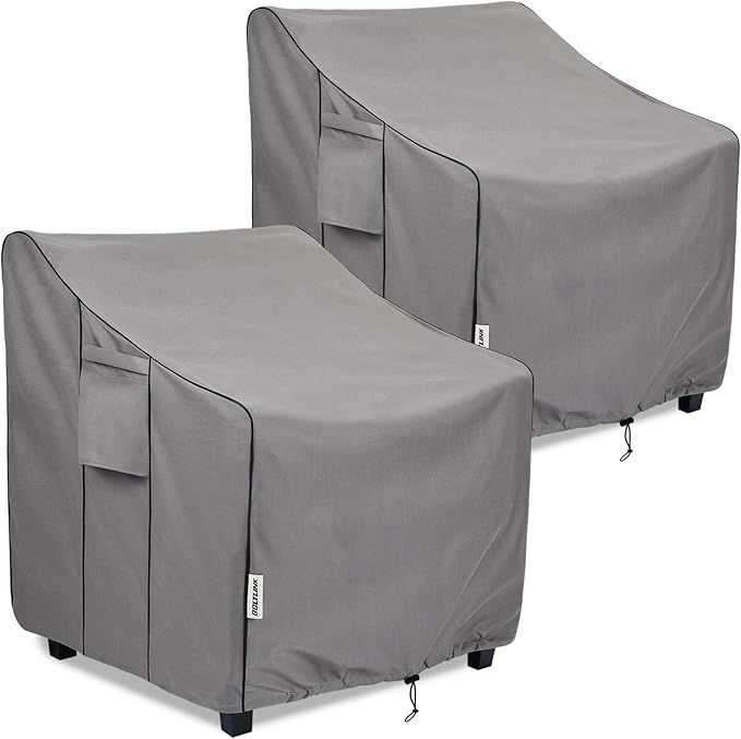 Outdoor Chair Covers Waterproof 2 Pack, Heavy Duty 600D Oxford Fabric with UV Protection, Adjustable Straps & Air Vents, Fits 32"W x 34"D x 36"H Inches Patio Armchairs, Garden Furniture