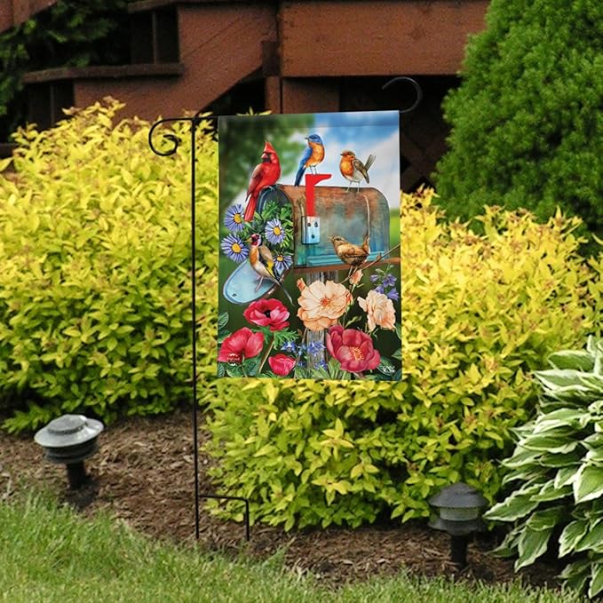 Birds and Mailbox Spring Garden Flag 12.5 x 18 Floral Cardinal Briarwood Lane
