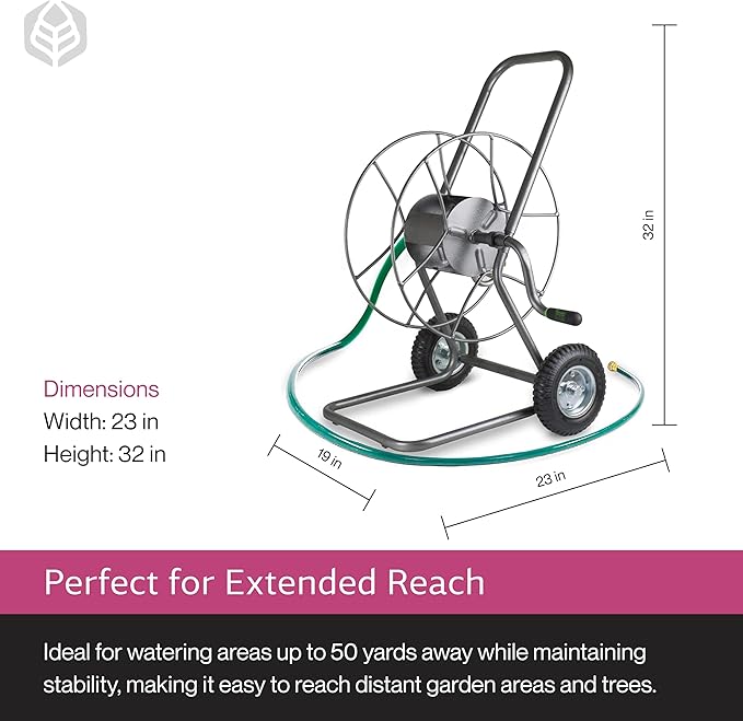 Yard Butler Garden Hose Truck - Heavy-Duty Water Hose Holder Cart - Powder Coated Steel Construction - Leakproof Reel - Portable Management - Holds up to 200' of 5/8" Hosepipe