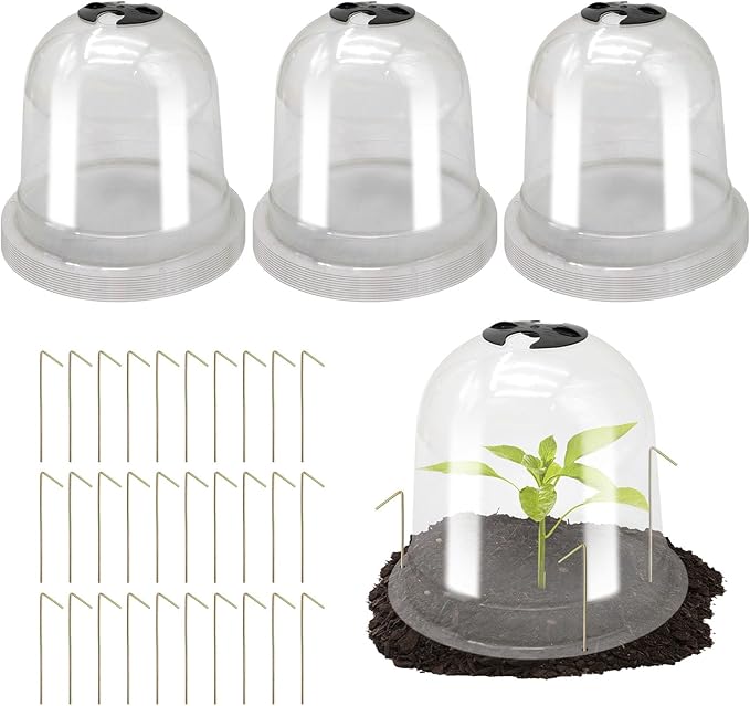 Saihisday 30Pcs Garden Cloche Dome Plastic 7.7" H Small Humidity Cloches for Plants Plant Plastic Dome Cover Mini Greenhouse Clear Garden Dome for Nursery Soil & Seedling (7.7" Dia x 6.7" H)