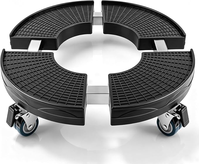 Expandable Plant Caddy with Lockable Wheels | 15–19.7in Adjustable Rolling Plant Dolly, Heavy Duty Wheeled Stand for Round Planters, Tower Planters & Storage Bins