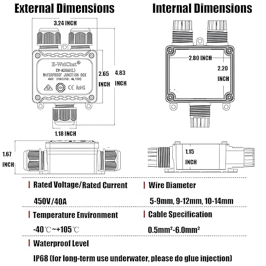 Waterproof Junction Box IP68, 3 Way M25 Plastic Electrical Box, 2 PCS for Outdoor Underground Use, Landscape Garden Tunnel Lights