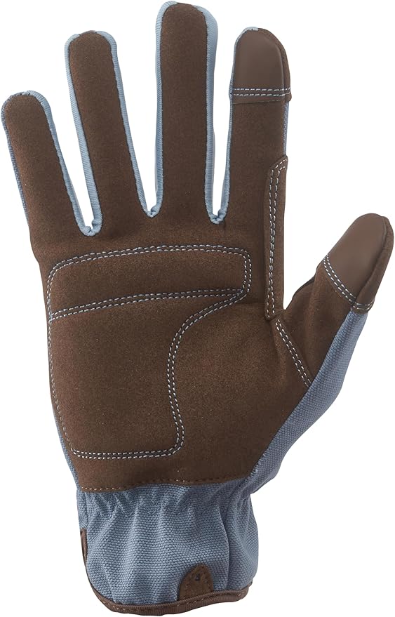 Digz Women's Large Duck Canvas Garden Gloves, Touchscreen, Blue