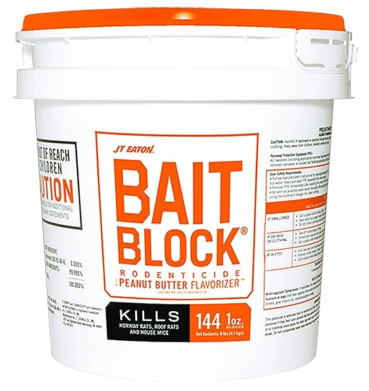JT Eaton 719-PN Bait Block Peanut Butter Flavor Rodenticide (Pack of 144)