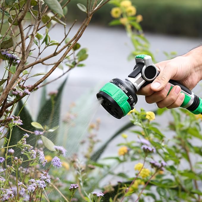 RESTMO Water Hose Nozzle Heavy Duty, Garden Hose Nozzle with 9 Adjustable Spray Patterns, High Pressure Hose Sprayer Nozzle with Flow Control for Watering Plants & Lawns, Washing Cars & Pets
