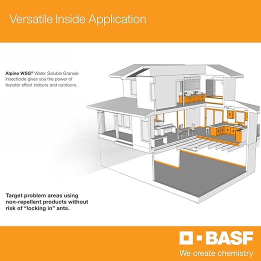 BASF Alpine WSG Water Soluble Granule Insecticide, Indoor Outdoor Pest Control for Ants, Flies, Bed Bugs, German Cockroach, 200 Grams