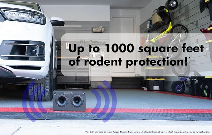 MouseBlocker 1000x Plug-in Rodent Deterrent for Garages & Buildings