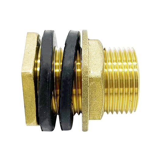 3/8" Female 1/2" Male Brass Water Tank Connector Bulkhead Tank Fitting for Rain Barrels, Aquariums, Tubs, Pools (Pack of 2)