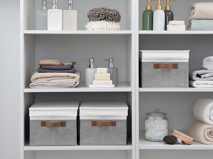 StorageWorks Fabric Storage Bins with Lids, Closet Storage Bins