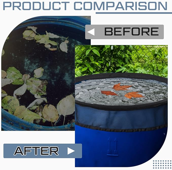 SATINIOR 4 Pcs Mesh Cover for Rain Barrels 24.8 Inches Pop up Rain Barrel Net Cover with Drawstring Water Collection Buckets Screen Barrel Screen for Preventing Fallen Leaves in Outdoor Garden Eaves