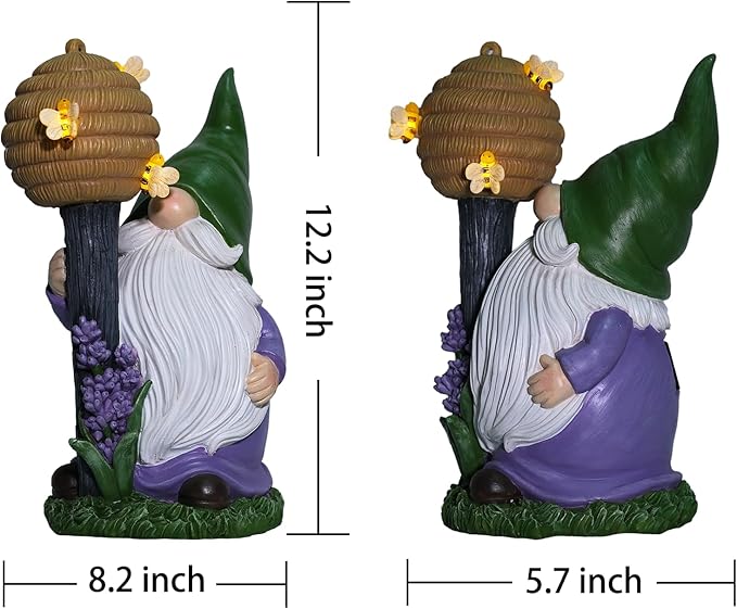 Zayton Solar Garden Outdoor Gnome Statues Yard Resin Decoration Gift Handmade Housewarming Gift for Patio Yard Lawn Waterproof Cracking