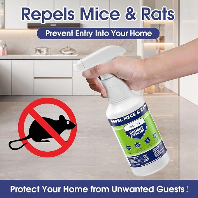 Rodent Repellent Spray– Effective Natural Peppermint Formula Repel Mice, Rats, Squirrels, and Rodents. Safe for Indoor, Outdoor, and Car Engines. Safe for People and Pets. (2, 16oz)