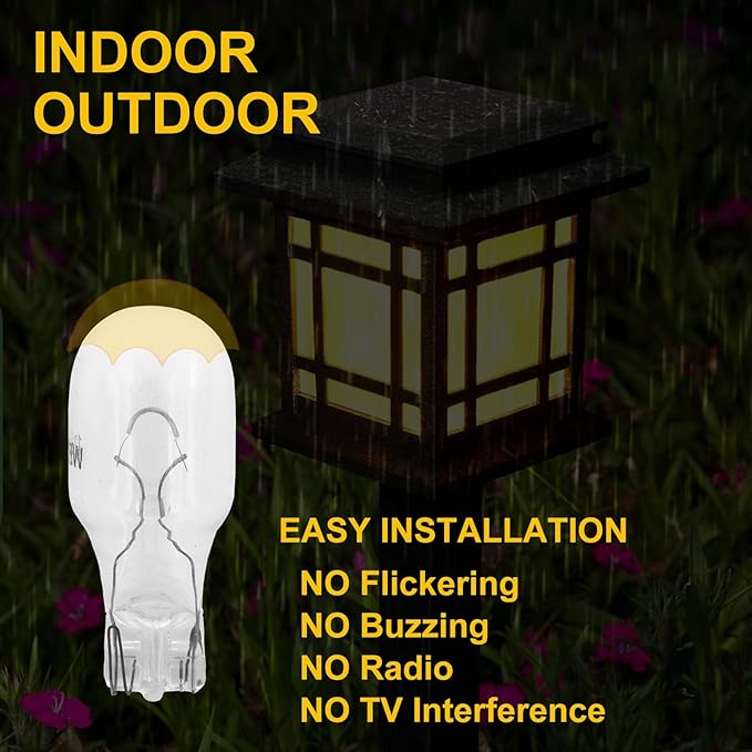 12 Pack 18 Watt T5 T10 Landscape Light Bulbs,12 Volt Low Voltage Clear Incandescent Light Bulb for Outdoor Landscape Lighting,RV, Under Cabinet Light Bulbs,Warm White Wedge Bulb