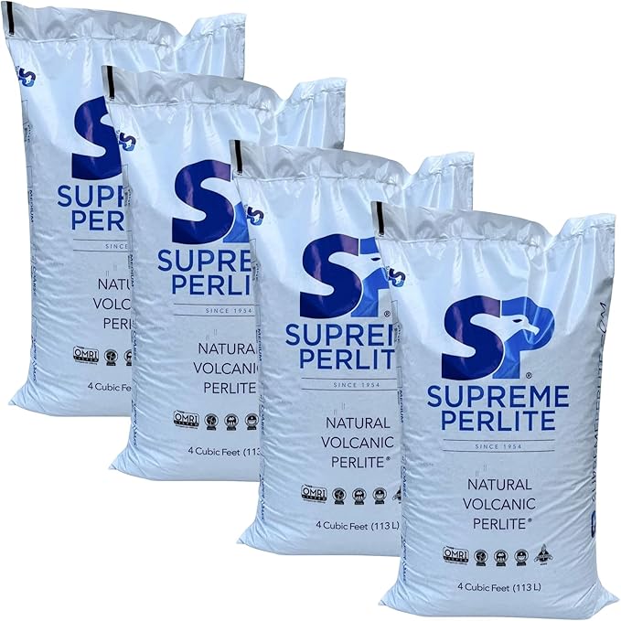 Supreme Perlite 4-Pack Medium Horticultural Perlite for Potting and Gardening, 4 Cu Ft Bag - Garden and Plant Mix for Indoor and Outdoor Use, Seed Starting, Propagation and Soil Aeration