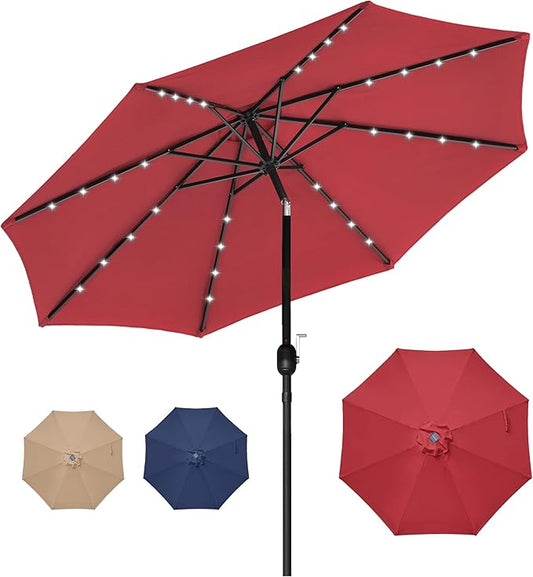 HealSmart 7.5ft Patio Umbrella with Push Button Tilt/Crank, Outdoor Table Market Yard Umbrella, 6 Sturdy Ribs for Garden, Deck, Backyard, Pool