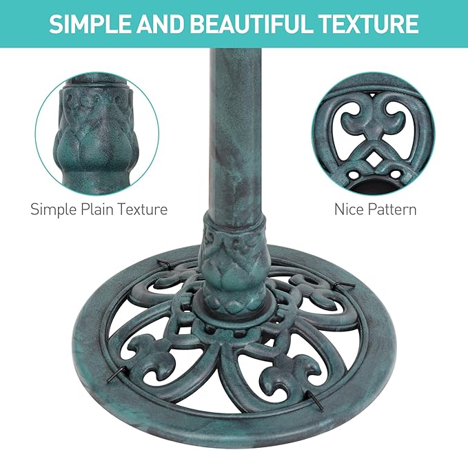 ZenStyle 28in Birdbaths Bowl Outdoor, Pedestal Bird Bath Vintage Outdoor Garden Accent Décor (Green)
