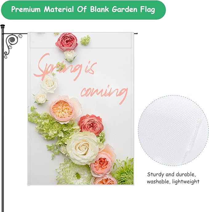 10Pcs Blank Garden Flags, Anglecai 18×12 Inch Polyester Blank Garden Flag for Sublimation White Flags for Heat Transfer Vinyl DIY Lawn Flags for Embroidery Yard Home Holiday Decoration