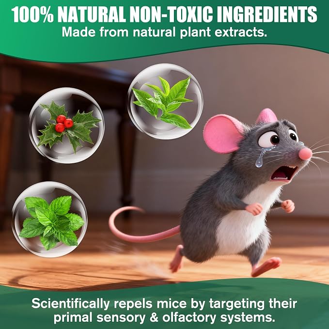 Rodent Mouse Repellent 12Pack, Peppermint Oil Mouse Balls for Mice, Indoor Outdoor Mouse Rat Deterrent for Home Garden