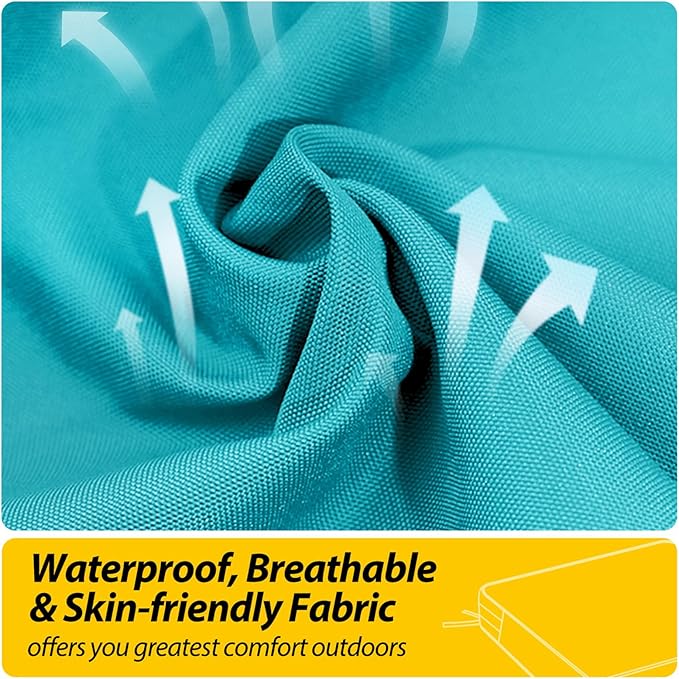 AAAAAcessories Outdoor Seat Cushions for Chairs, Waterproof, Fade-Resistant, 20" x 20" x 3", Patio Furniture Replacement Cushions, Set of 2, Turquoise Blue