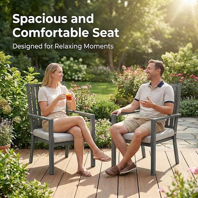 RoyalCraft Aluminum Outdoor Patio Chairs Set of 6, Outdoor Chairs with Waterproof Cushions, Outdoor Dining Chairs with Armrests, Metal Patio Furniture Set for Porch, Balcony, Deck, Backyard, Grey