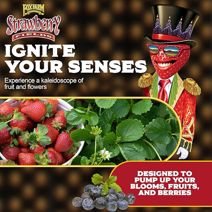 FoxFarm Strawberry Fields Fruiting & Flowering Potting Soil, 1.5cu ft - Designed to Pump Up Your Blooms, Fruits, and Berries - Made for the Fruiting and Flowering Stages of Plants