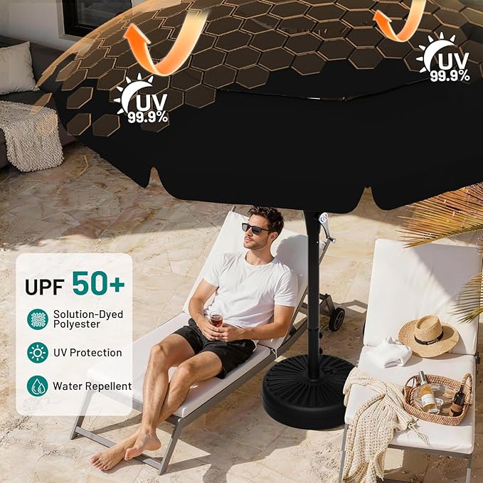 AreShark 11FT 3-Tiers Patio Umbrella with Valance, Outdoor with Crank, Large Outdoor Market Umbrellas Vented with 8 Sturdy Ribs, Patio Table Umbrellas for Garden, Deck, Backyard, Pool, Black