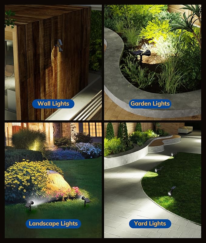 NBKLS Solar Spot Lights for Outside, 21 LED Outdoor Solar Lights for Yard, 4 Pack Solar Spotlights Waterproof Auto On/Off for Landscape, Wall, Garden, Pool, Tree, Pathway and Driveway(White)