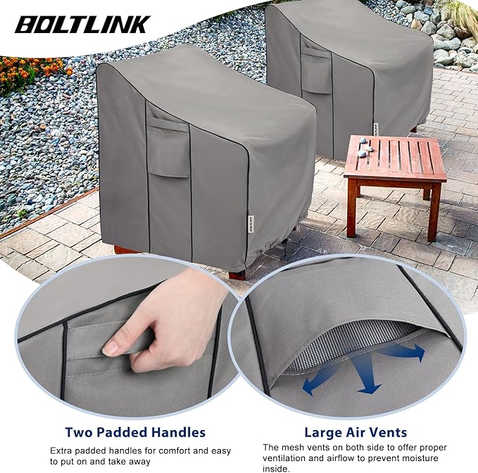 Patio Chair Covers Waterproof, Heavy Duty Outdoor Furniture Covers Fits up to 30W x 31D x 30H inches -2 Pack