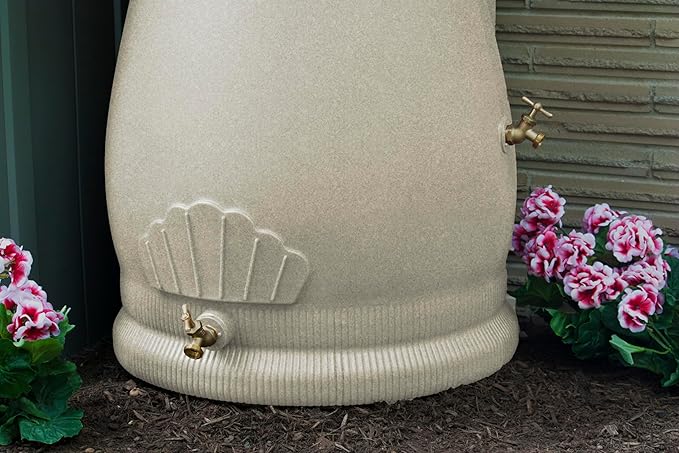 Good Ideas RWUrn50-SAN Rain Wizard Rain Barrel Urn, 50 Gallon, Sandstone