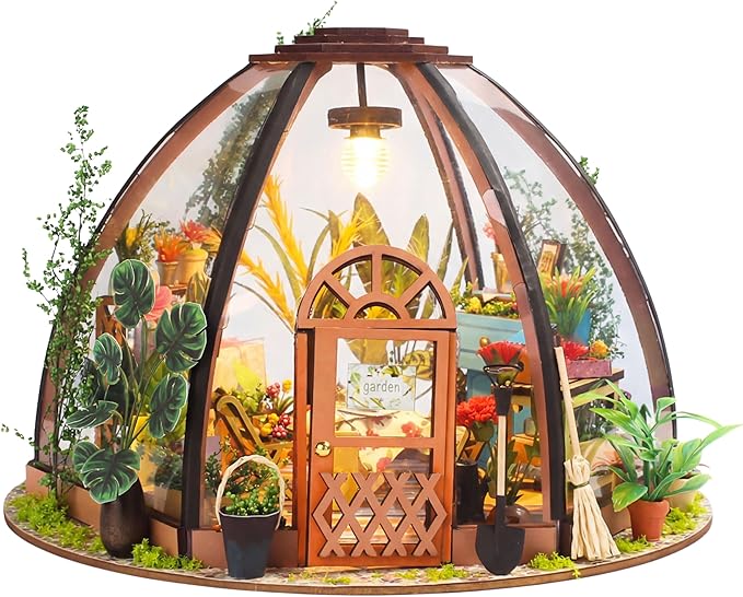 Soothee DIY Miniature House Kit, DIY Book Nook with LED Light | 3D Puzzles for Adults and Teens, Tiny Greenhouse Building Kits for Bookshelf Decor, Relaxing Gift for Craft Lovers | Starry Garden