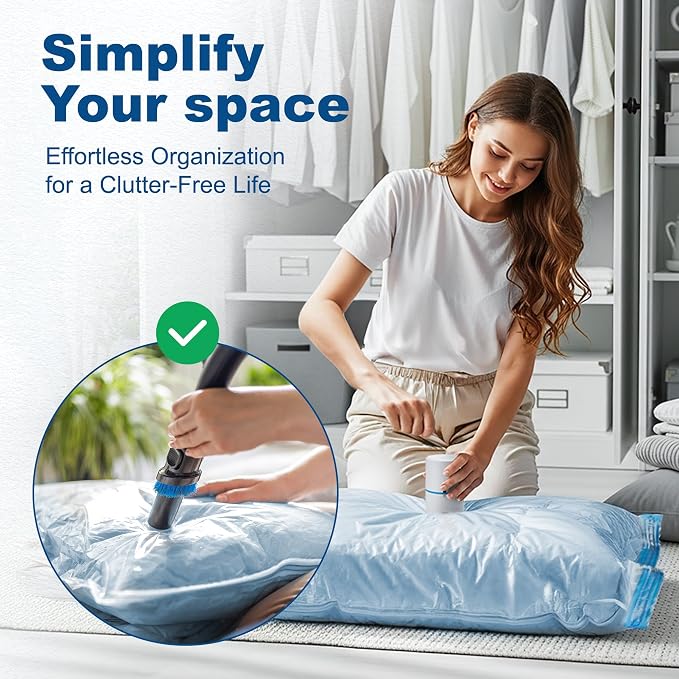 HOUSE DAY 10 Large Vacuum Seal Bags For Clothing Travel, 80% Space Saving Travel Vacuum Bags with Electric Pump, Vacuum Storage Bags For Clothes, Comforters, Bedding, Moving, Storage & Organization