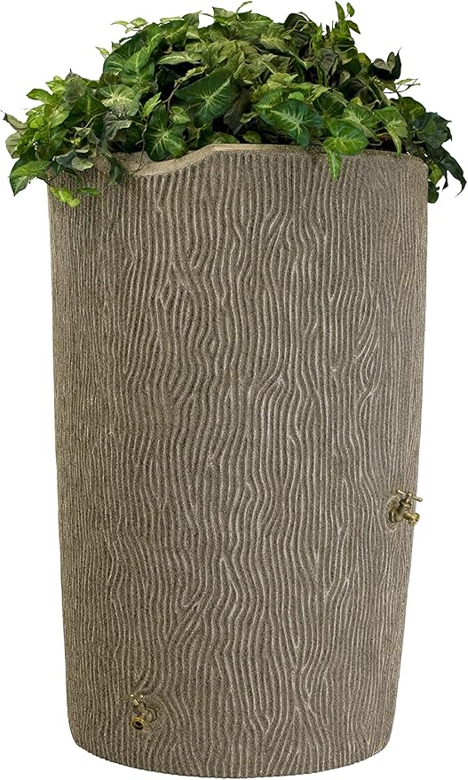 Good Ideas IMP-C90-SAN Impressions Tree Bark Rain Barrel, 90-Gallon, Sandstone