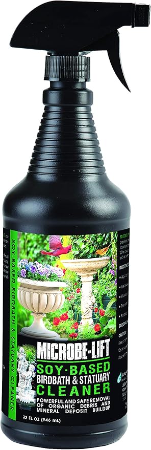 Microbe-Lift Soy-Based Birdbath & Statuary Cleaner – 32 Oz – Safe for Birds – Cleans Garden Statues, Stone, Brick & Sculptures – Natural, Non-Toxic Formula