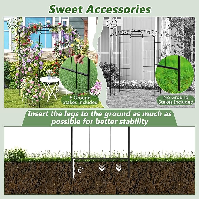 Giantex Birdcage Shape Gazebo - 9.3' H x 6.5' W Metal Arch Trellis for Climbing Plants Clematis Vines, French Style Pergola Pavilion Garden Arbor for Weddings Photoshoots Ceremony Party Outdoor Decor