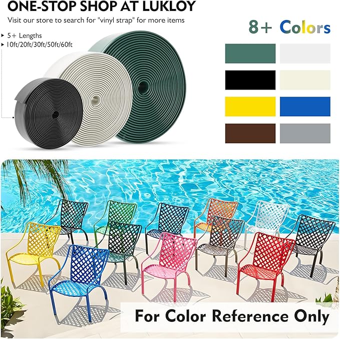 LukLoy 2" Wide 20ft Long Vinyl Straps for Patio Chairs Repair DIY + 20 Rivets, Replacement Straps for Lawn Chairs Patio Garden Balcony Outdoor Lounge Dining Furniture Repair, Blue