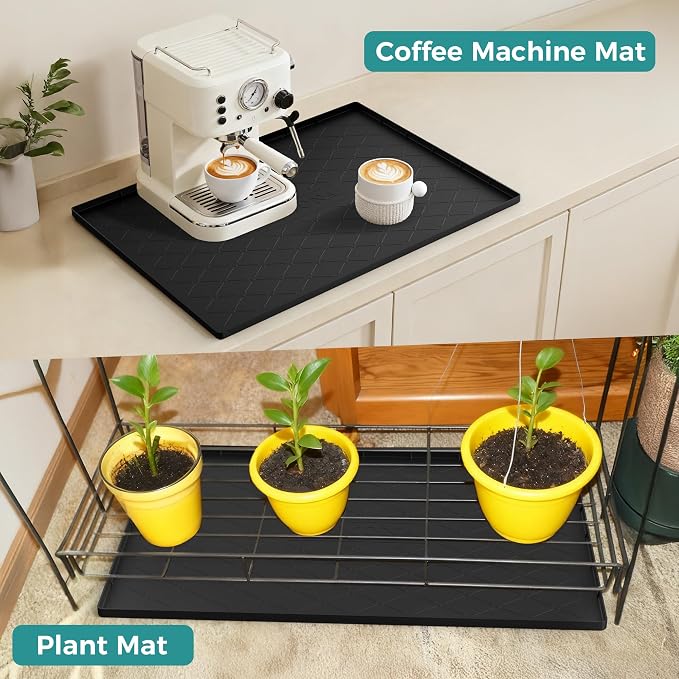 URMONA Under Sink Mat 16 x 10 in, Waterproof Silicone Cabinet Protector